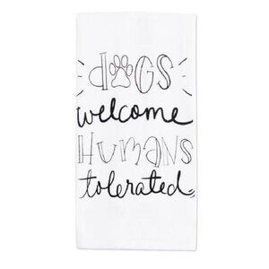 2 X New Dogs Welcome Dog Lover 25 x 15" Kitchen Dish Towel Linen Oven Stove NWT